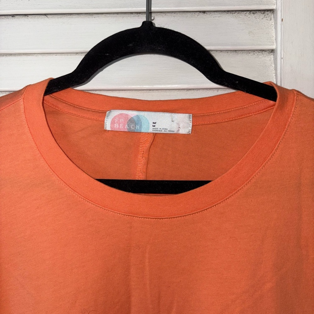 Free People Beach Kanah Tunic Dress M Orange Pima Cotton Oversized Asymmetrical - Picture 3 of 5
